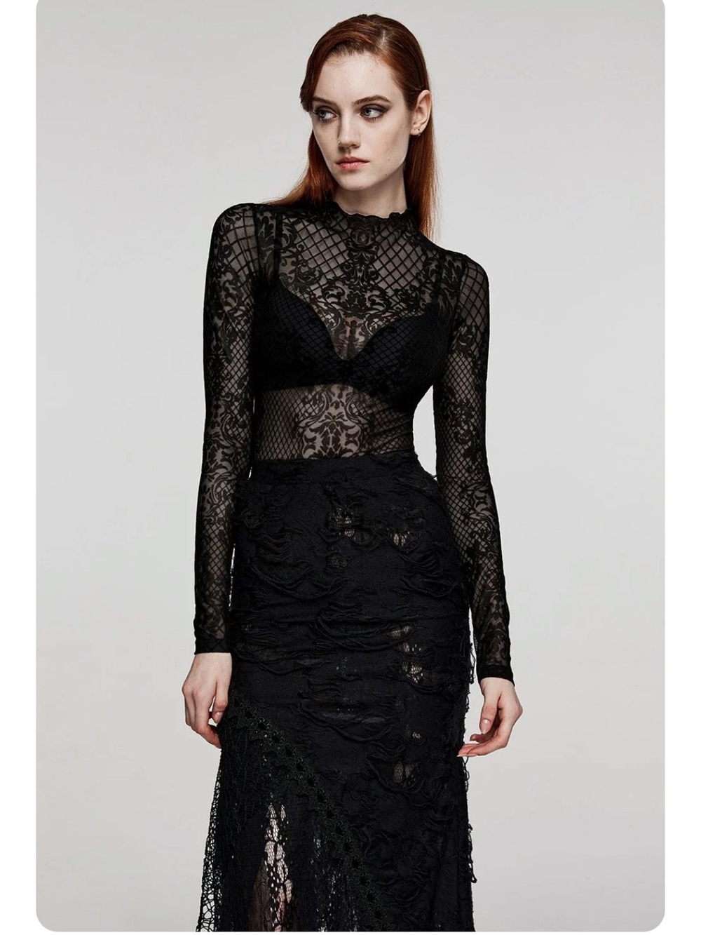 NWT Punk Rave Tattooed Lady Victorian Mesh Top M/L